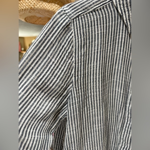 Style & Co. Women's Black and White Striped Button Down Shirt-#1097 - Picture 3 of 8